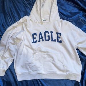 American Eagle By Payless White Hoodie with Blue Lettering